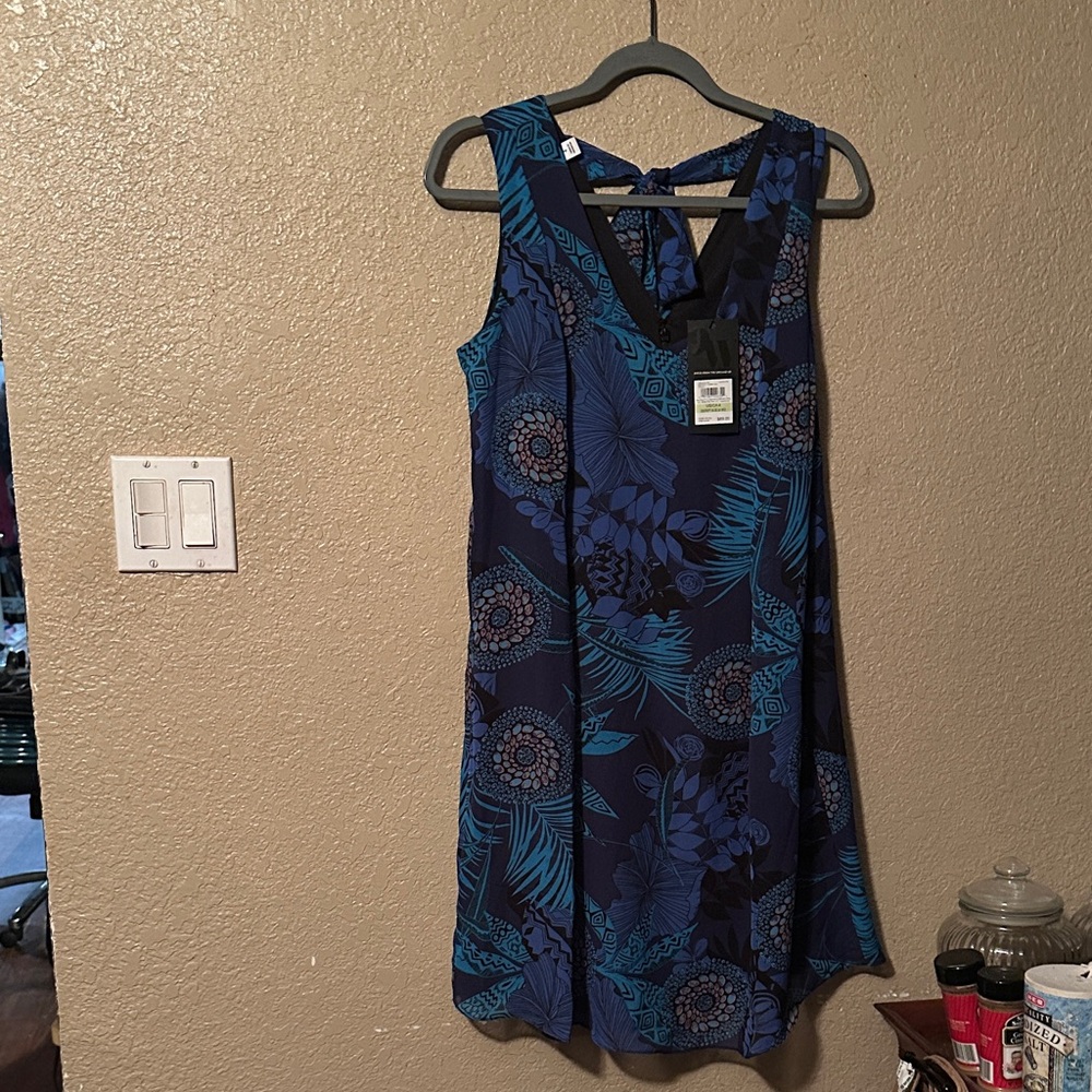 Nine West Blue and Black Floral Mini Dress